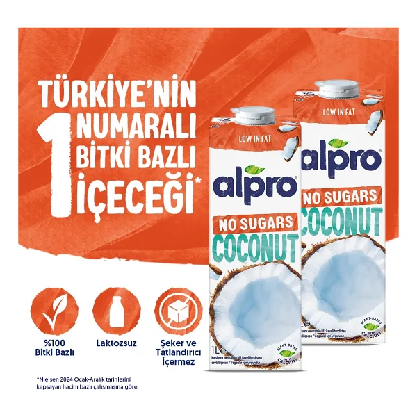 Alpro Şekersiz Hindistan Cevizi Sütü 1 lt 2'li