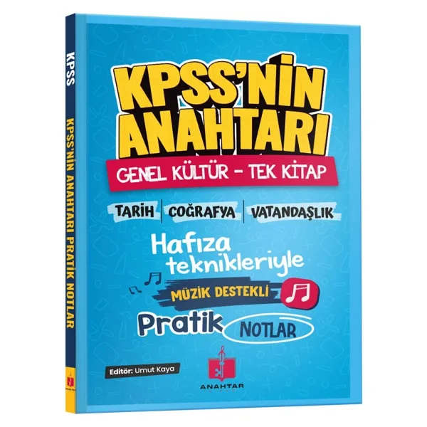 Anahtar Kitap 2026 Kpss'nin Anahtarı Hafıza Teknikleriyle Müzik Destekli Pratik Notlar - Genel Kültür Tek Kitap