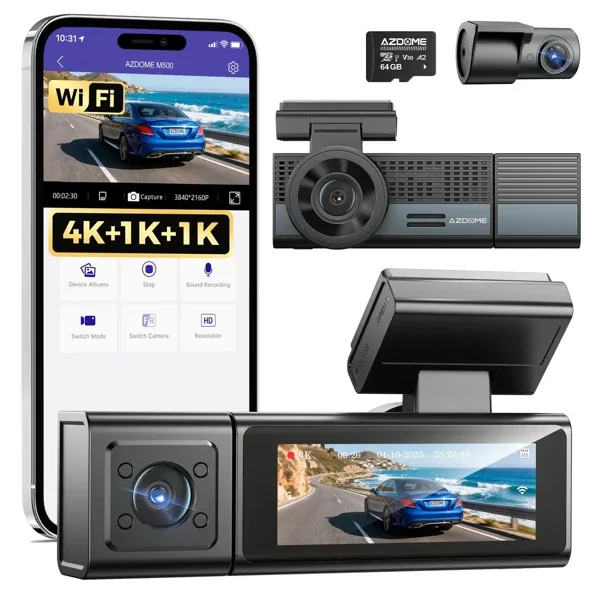 Azdome M500 3 Kameralı Araç Kamerası Seti