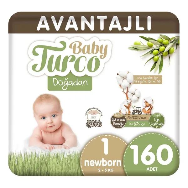 Baby Turco Doğadan 1 Numara Yenidoğan 160'lı Bebek Bezi