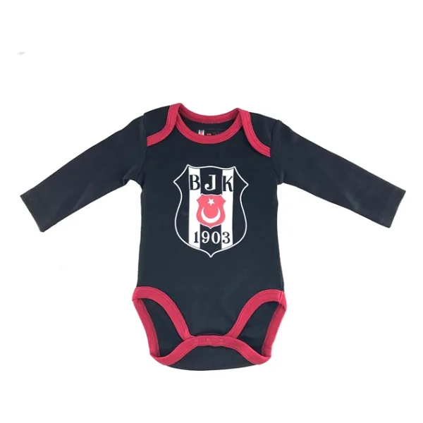 Beşiktaş Kartal Yuvası Orjinal Lisanslı Uzun Kol Zıbın Body Siyah