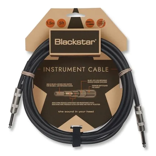 Blackstar 6 m (20 ft) enstrüman kablosu düz 6,3 mm jak düz 6,3 mm jak, bas/elektro gitar/elektroakustik/klavye/amplifikatör için