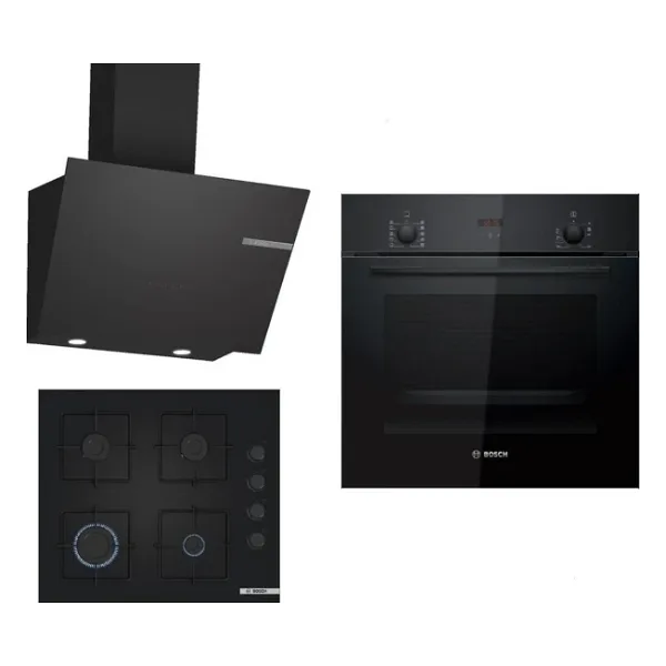 Bosch Siyah 3Lü Ankastre Set 316( Hbf512bb1t - Pop6c6p30o - Dwk66pj60t)