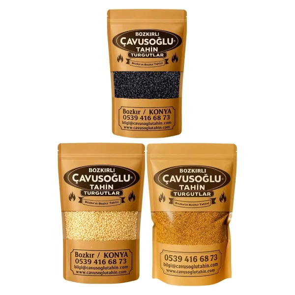 Bozkırlı Çavuşoğlu Susam Tanışma Seti (Siyah Susam 100g + Çiğ Beyaz Susam 250g + Odun Ateşinde Kavrulmuş Susam 250g)