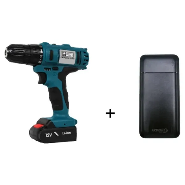 Catpower E5102 20V 1.5Ah Li-İon Çift Akülü Matkap Vidalama + Akdeniz Taşınabilir Şarj Cihazı (Model: S125q)