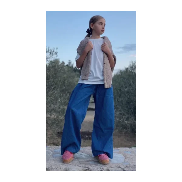 Cigit Geniş Paça Kot Pantolon 4-12 Yaş Mavi