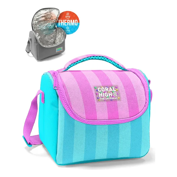 Coral High 11787 Renkli Çizgili Termoslu Beslenme Çantası