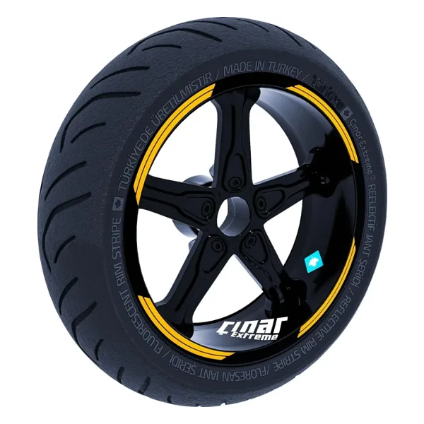 Double Stripe Tasarımlı Taksi Sarısı Jant Şeridi Sticker Çınar Extreme
