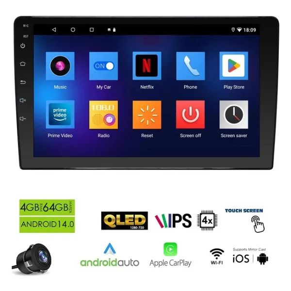 DYNAMAT RK-2001 Android Ekran Multimedya 9 İnç 4+64GB 4 Çekirdek Android 14