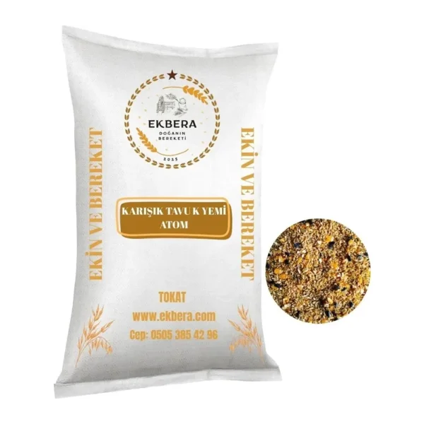 Ekbera - Karışık Tavuk Yemi Atom - 10 Kg (Tavuk, Ördek, Kaz Ve Tüm Kanatlılar İçin)