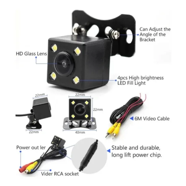 EXVOL Mx-33 Geri Görüş Kamerası Ledli Gece Görüş Park Çizgili Audiomax