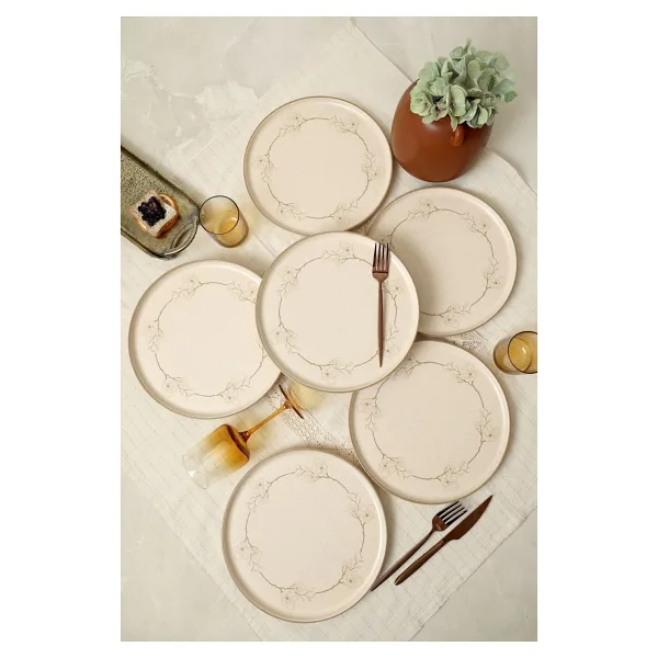 Keramika Taupe Bloom Nordic 22528 28 cm 6'lı Servis Tabağı