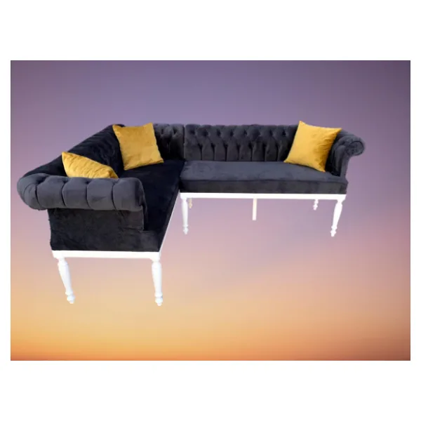 Köşe 13840 Tk Chester Model Ahşap Kayın Torna ASLAN Ayak Babyfac Lacivert kumaş