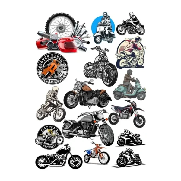 Motorcu Sticker 4 16 Parça Telefon, Tablet, Defter, Laptop Sticker