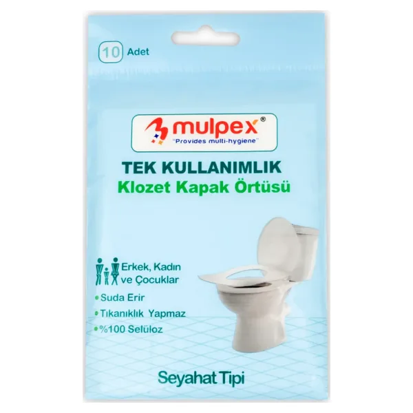 Mulpex Tek Kullanımlık Suda Çözünür Klozet Kapak Örtüsü - 10 lu Paket Hijyenik ve Pratik Seyahat Aksesuarı