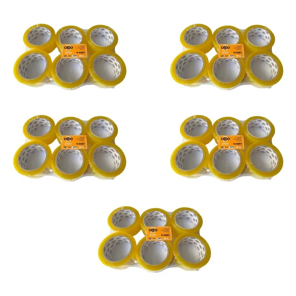 Otto Bant Şeffaf Koli Bandı Bantı / 45 mm x 100 Metre / 6 Adetlik 5 Paket