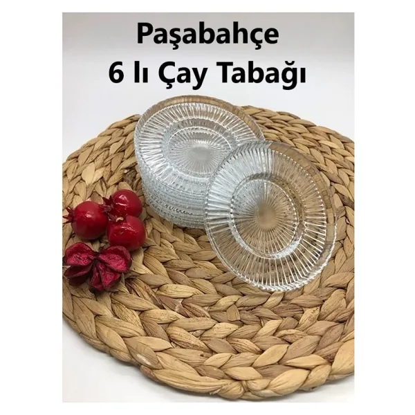Paşabahçe 6 Lı Çay Tabağı Şeffaf Cam Malzeme ile Elysia Çay Bardağına Uyumlu