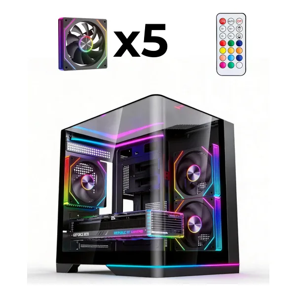 Revenge Nova Plus Curved 5xARGB Fanlı Kumandalı USB 3.0 Temperli Cam Panoramik Akvaryum Gaming Bilgisayar Kasası