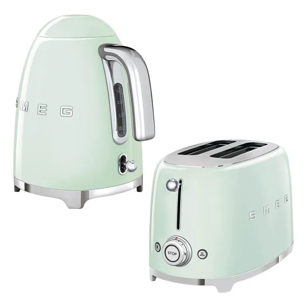 Smeg 50's Style Retro Pastel Yeşil Kettle Ve 1x2 Ekmek Kızartma Makinesi Seti