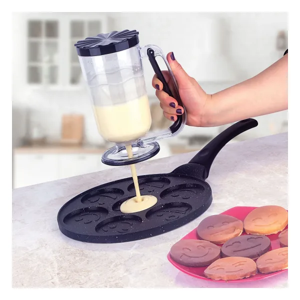 Timex Hanımeli Pancake Hamur Porsiyonlayıcı Hamur Dağıtıcı Pancake Krep Muffin Kolay Akıtma Kabı Porsiyonlayıcı 1lt (Siyah)