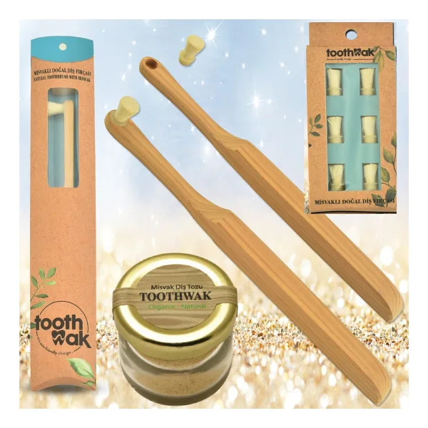 Toothwak Doğal Misvak Başlıklı Fırça + Misvak Tozu + Yedek Başlık
