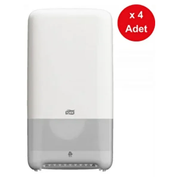 Tork Çift Rulo Tuvalet Kağıdı Dispenseri Beyaz X 4 Adet 557500 Beyaz