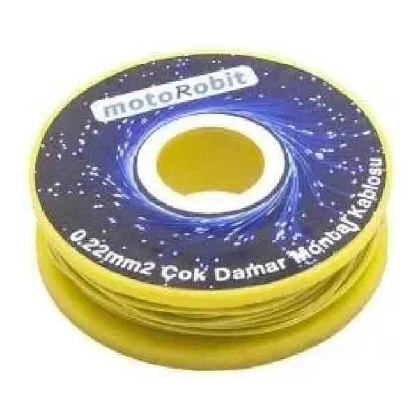 0.22 mm2 Sarı Çok Damar Montaj Kablosu - 10 Metre