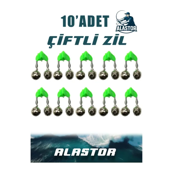 10'lu Set Çiftli Plastik Zil Olta Zili Olta Kamışı İçin Zil Fosfor Takılabilir Zil