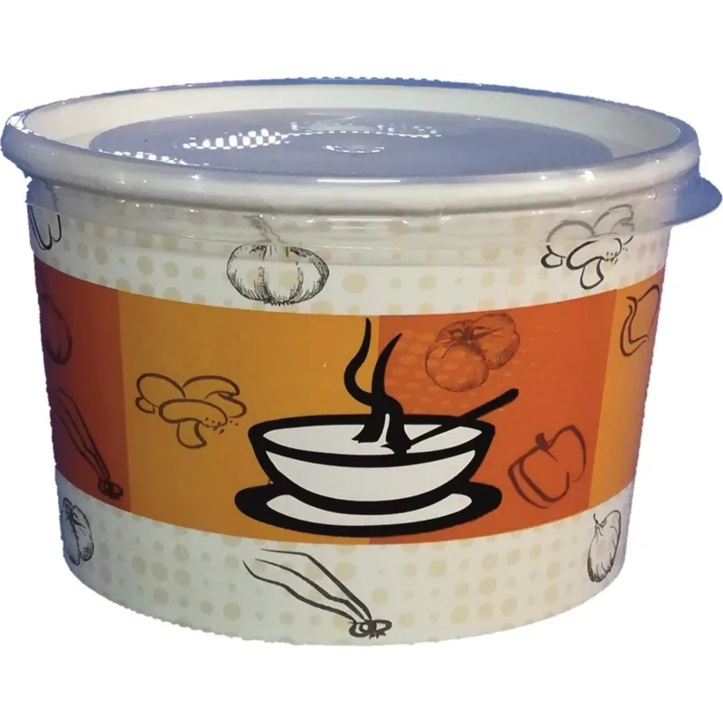 500 Adet Kapaklı Karton Çorba Kasesi 16 OZ