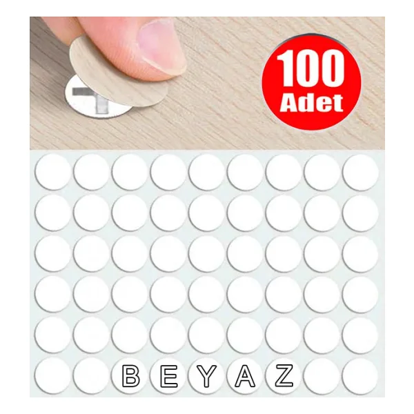 Aletcantam Yapiskanli Tipa Mobilya Dolap Vida Kapatma Gizleme Yapistirma Kapagi Beyaz-100 Adet
