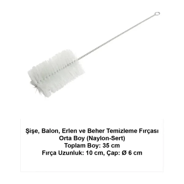 ATEL-SAN Şişe, Balon, Erlen ve Beher Temizleme Fırçası / Orta Boy (Naylon-Sert)