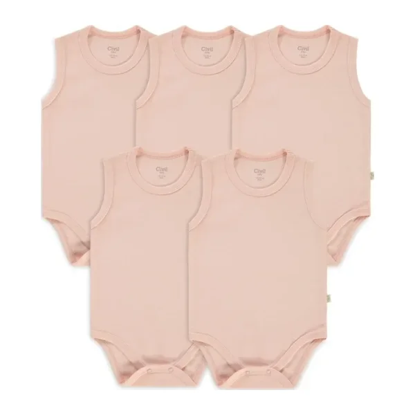 Civil Baby Bebek Organik 5'li Çıtçıtlı Badi 1-3 Yaş Pembe
