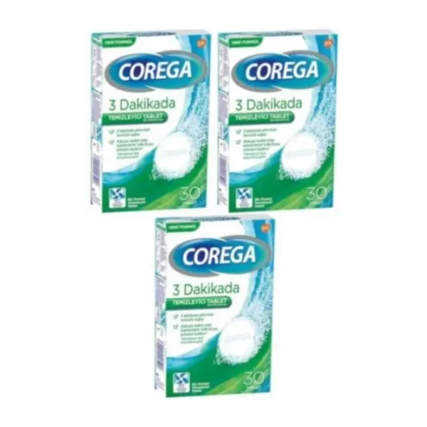 Corega 3 Dakikada 30'lu 3 Adet Protez Temizleme Tableti