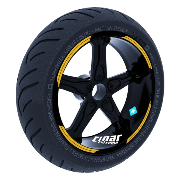 Double Stripe Tasarımlı Yaldızlı Gold Jant Şeridi Sticker Çınar Extreme