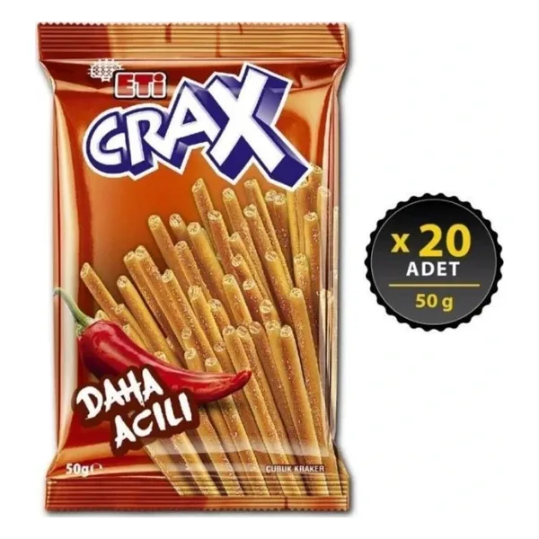 Eti Crax Acılı 50 gr 20'li Paket Çubuk Kraker