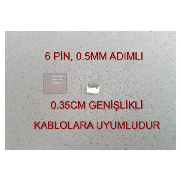 FFC 6 Pin 0.5mm Adımlı Flex Kablo Sabitleyici Konnektör Soketi Sabitleme Fleks Bağlama Aparatı