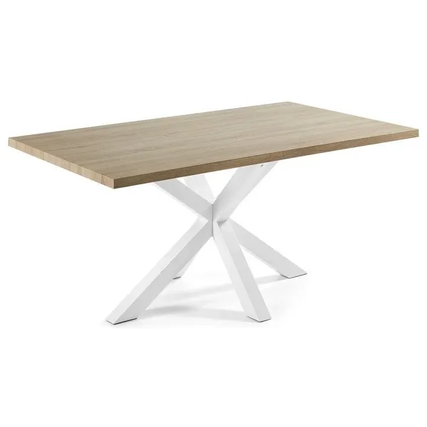Hitit Dekorasyon Sias Metal Cam Yemek Masası Beyaz Ayak Mdf Tabla