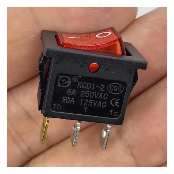 IC-118 Mini Işıklı Anahtar 3P Siyah + Kırmızı Işık