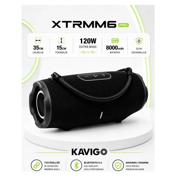 kawigo XTRMM6 PRO Bluetooth Hoparlör Taşınabilir Kablosuz Speaker 120W IPX5 Su Geçirmez RGB Işıklı Bass Ses Sistemi