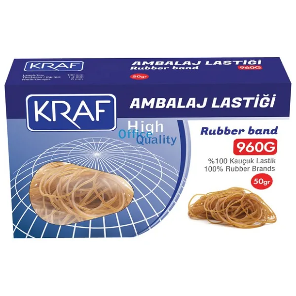 KRAF Kauçuk Ambalaj Lastiği 50 Gr 960 G Ofis Kalitesi ile Güçlü Bağlama Sağlar