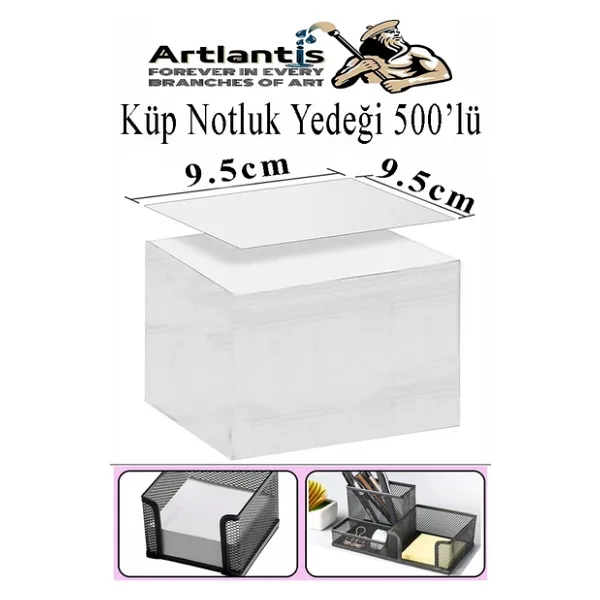 Küp Notluk Yedeği 500 lü 1 Paket Masaüstü Beyaz Küp Blok Not Kağıdı Yedek 9.5x9.5cm Küp Not Boş Kağıt Büro Ofis