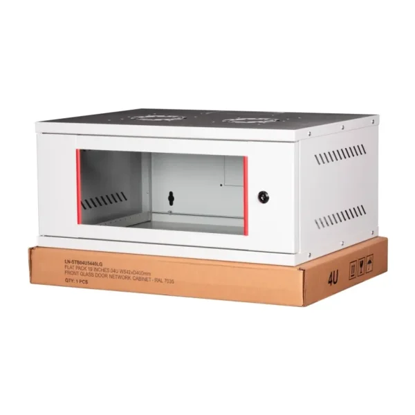 Lande - 4u 19" Cam Kapaklı Duvar Tipi Rack Kabinet Genişlik: 544 Mm Derinlik: 400 Mm Açık Gri Demonte