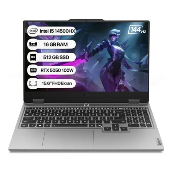 Lenovo LOQ Intel Core i5 14500HX 16GB 512GB SSD RTX5050 Freedos 15.6" Taşınabilir Bilgisayar 83JE0128TR - 512 GB - 16 GB