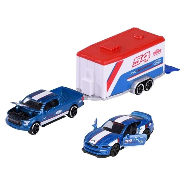 Majorette Race Trailer Ford F-150 Raptor Mustang GT Oyuncak Araba