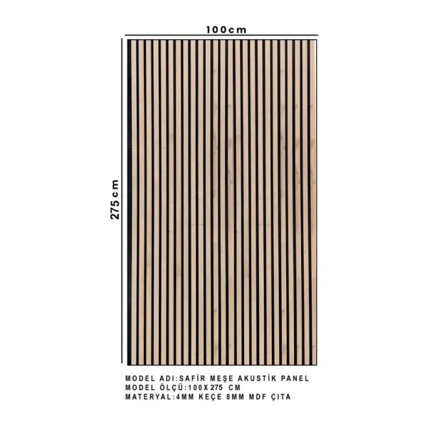 Mdf Ahşap Akustik Duvar Paneli 100 x 280 cm ( Safir Meşe )