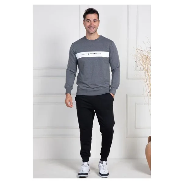 Mecit 2976 Gri İki İp Örme Spor Model Erkek Pijama Takımı