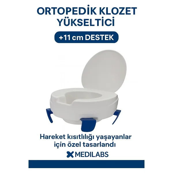 Medilabs Kapaklı Klozet Yükseltici Temizlenebilir Tuvalet Klozet Aparatı