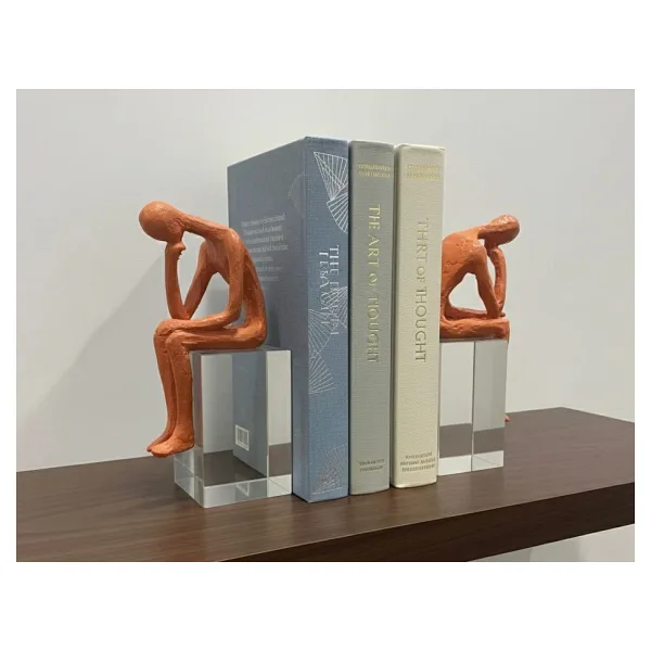 Mirsa Global Kitap Tutucu 2 li Kristal Kaideli Düşünen İnsan Biblo Kitap Tutucu