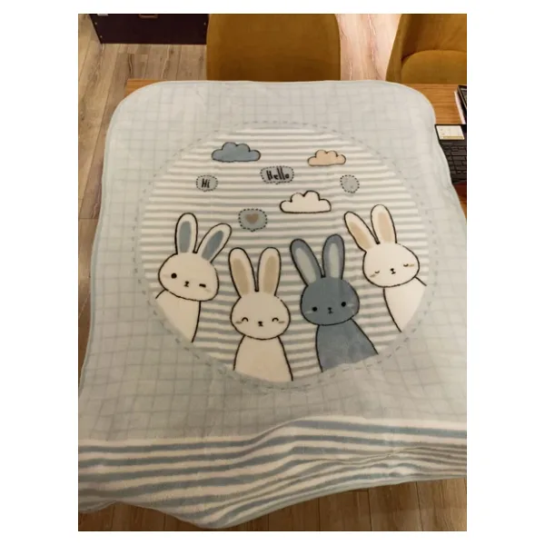 Özdilek Hello Rabbit 100x120 cm Mavi Bebek Battaniyesi