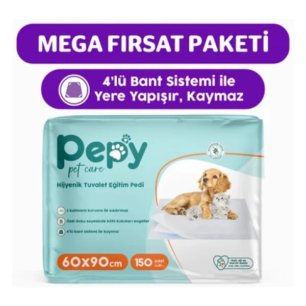 Pepy 60X90 Hijyenik Tuvalet Eğitim Pedi 30'lu X5 Adet
